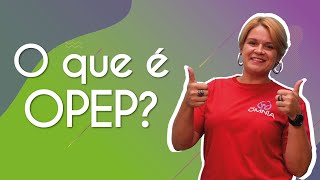 Professora ao lado do texto"O que é OPEP?".