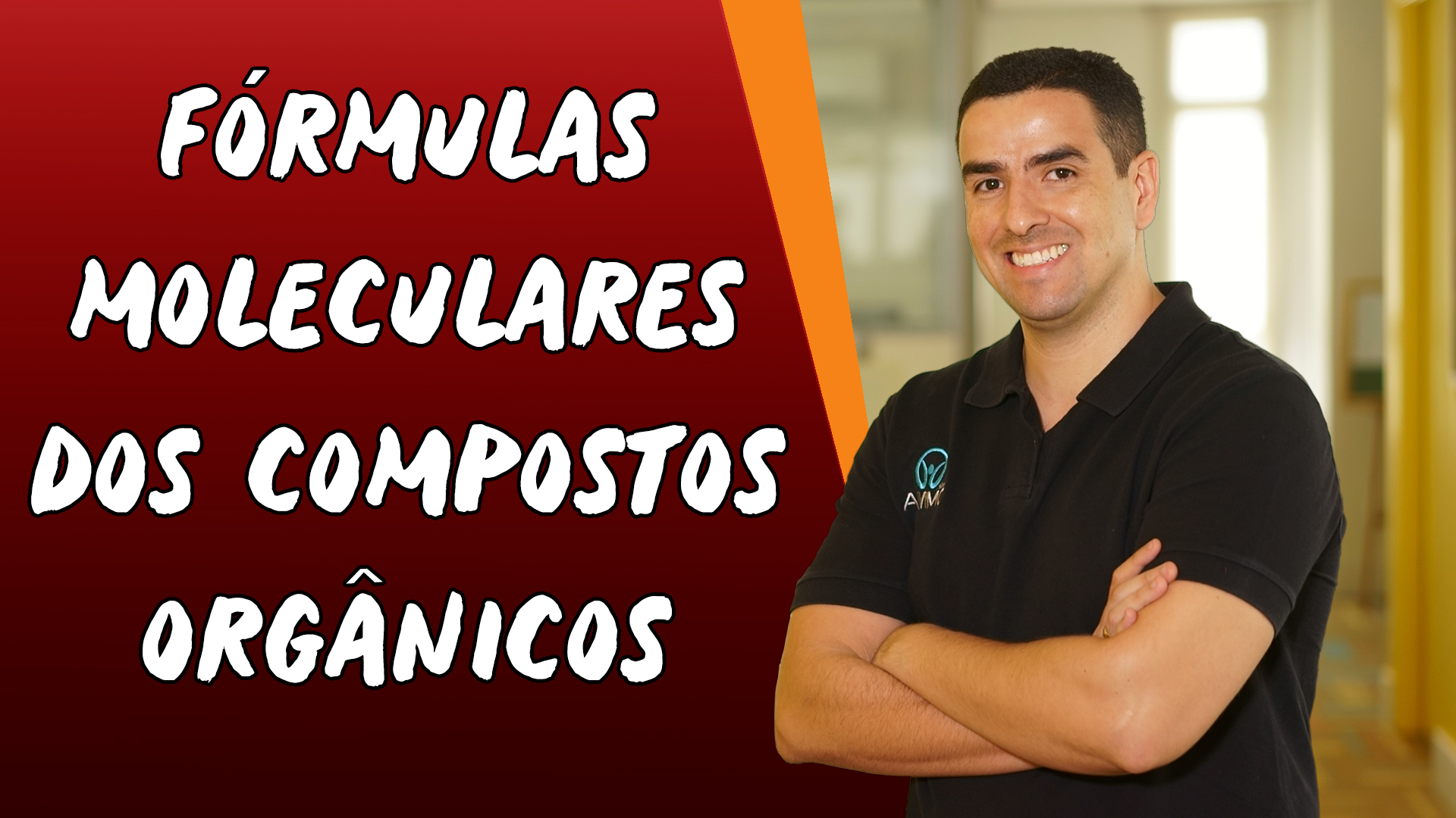 Professor ao lado do texto"Fórmulas Moleculares dos Compostos Orgânicos".