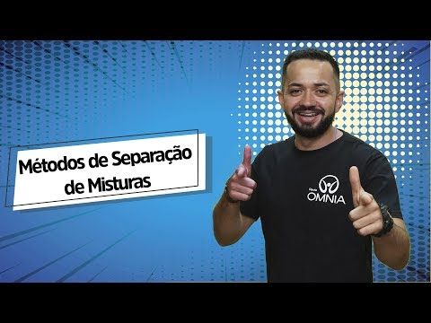 Professor ao lado do escrito "Métodos de Separação de Misturas" em fundo azul.